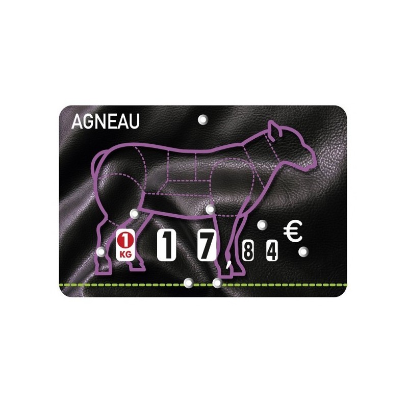Etiquette : Presto Agneau neutre - 8x12 cm (avec roulettes & pique inox)disponible à la Maison Pollet de Toulouse