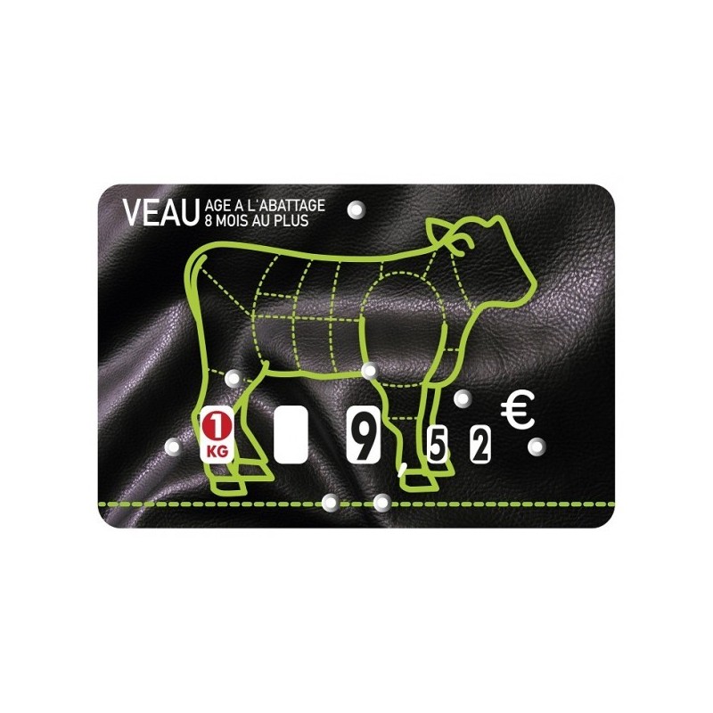 Etiquette : Presto Veau neutre - 8x12 cm (avec roulettes & pique inox)disponible à la Maison Pollet de Toulouse
