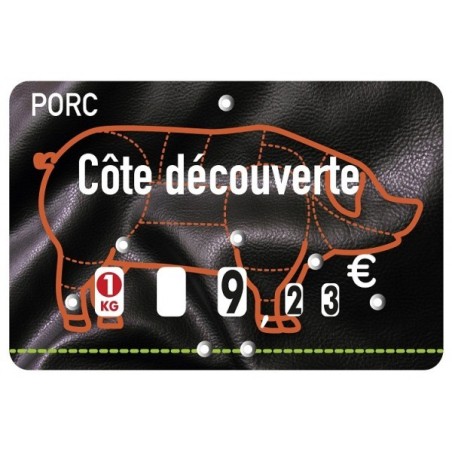 Etiquette : Presto Porc à texte - 8x12 cm (avec roulettes & pique inox)disponible à la Maison Pollet de Toulouse