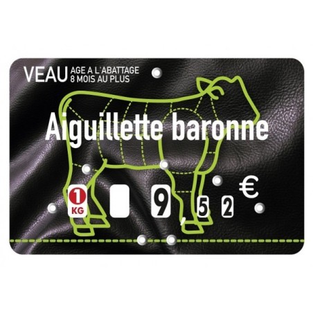 Etiquette : Presto Veau à texte - 8x12 cm (avec roulettes & pique inox)disponible à la Maison Pollet de Toulouse