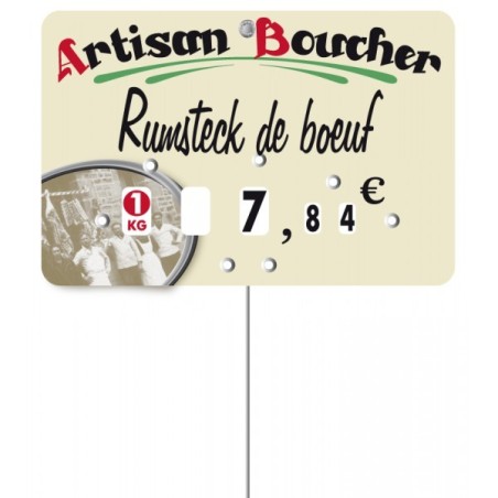Etiquette : Marius Artisan Boucher à texte - 8x12 cm (avec roulettes & pique inox)disponible à la Maison Pollet de Toulouse