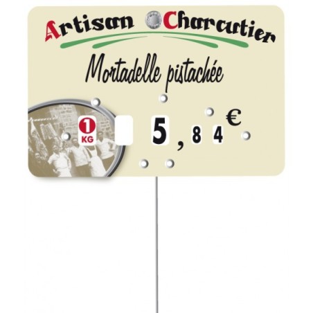 Etiquette : Marius Artisan Charcutier à texte - 7x10 cm (avec roulettes & pique inox)disponible à la Maison Pollet de Toulouse