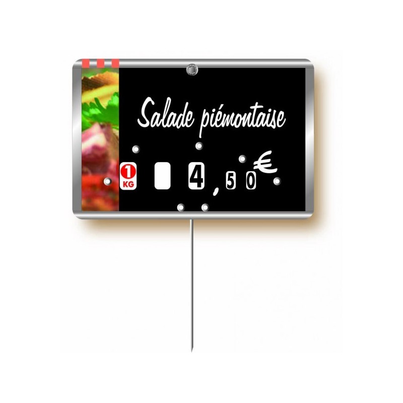 Etiquette : Métallic Charcuterie Traiteur à texte - 7x10 cm (avec roulettes & pique inox)disponible à la Maison Pollet de Toulouse