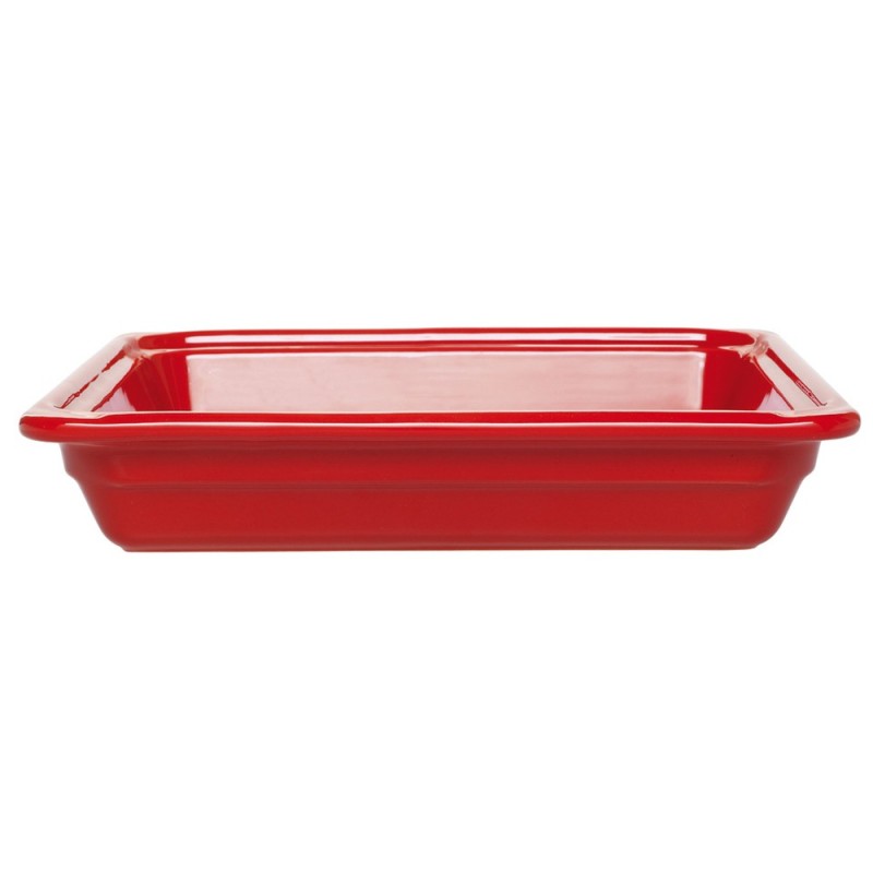 Plat grès Rouge cerise 345x325x65 mm - Gastronorm 2/3 - 3.4 L (Emile Henry)disponible à la Maison Pollet de Toulouse