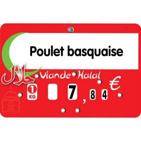 Etiquette : Halal à texte - 7x10 cm (avec roulettes & pique inox)disponible à la Maison Pollet de Toulouse