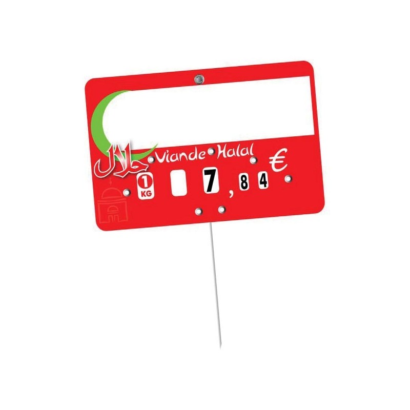 Etiquette : Halal neutre - 7x10 cm (avec roulettes & pique inox)disponible à la Maison Pollet de Toulouse