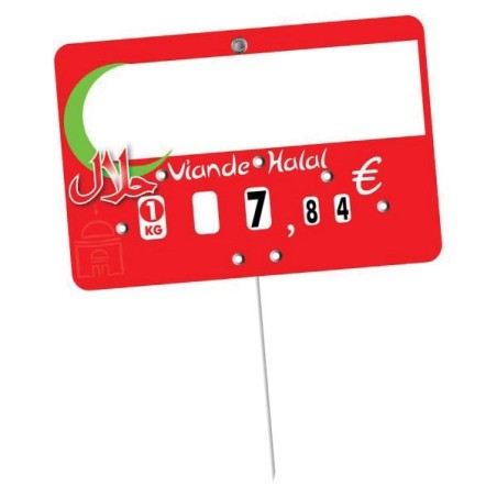 Etiquette : Halal neutre - 7x10 cm (avec roulettes & pique inox)disponible à la Maison Pollet de Toulouse