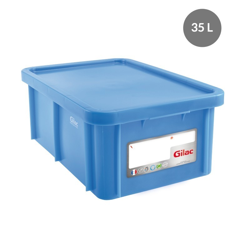Bac & Couvercle HACCP PEHD Bleu 35 L - 600x400x230 mm (Gilac)disponible à la Maison Pollet de Toulouse