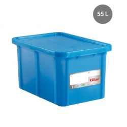 Bac & Couvercle HACCP PEHD Bleu 55 L - 600x400x334 mm (Gilac)disponible à la Maison Pollet de Toulouse