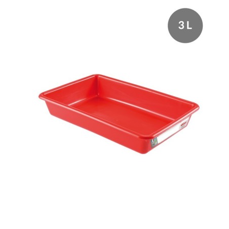 Bac Plat PEHD HACCP Rouge 3 L - 347x230x70 mm (Gilac)disponible à la Maison Pollet de Toulouse