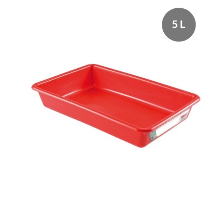 Bac Plat PEHD HACCP Rouge 5 L - 437x285x75 mm (Gilac)disponible à la Maison Pollet de Toulouse