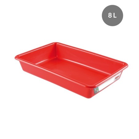 Bac Plat PEHD HACCP Rouge 8 L - 485x335x75 mm (Gilac)disponible à la Maison Pollet de Toulouse