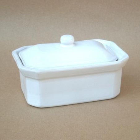 Plat grès Blanc 135x85x85 mm - Terrine foie gras - 0.2 L (Poterie Renault)disponible à la Maison Pollet de Toulouse