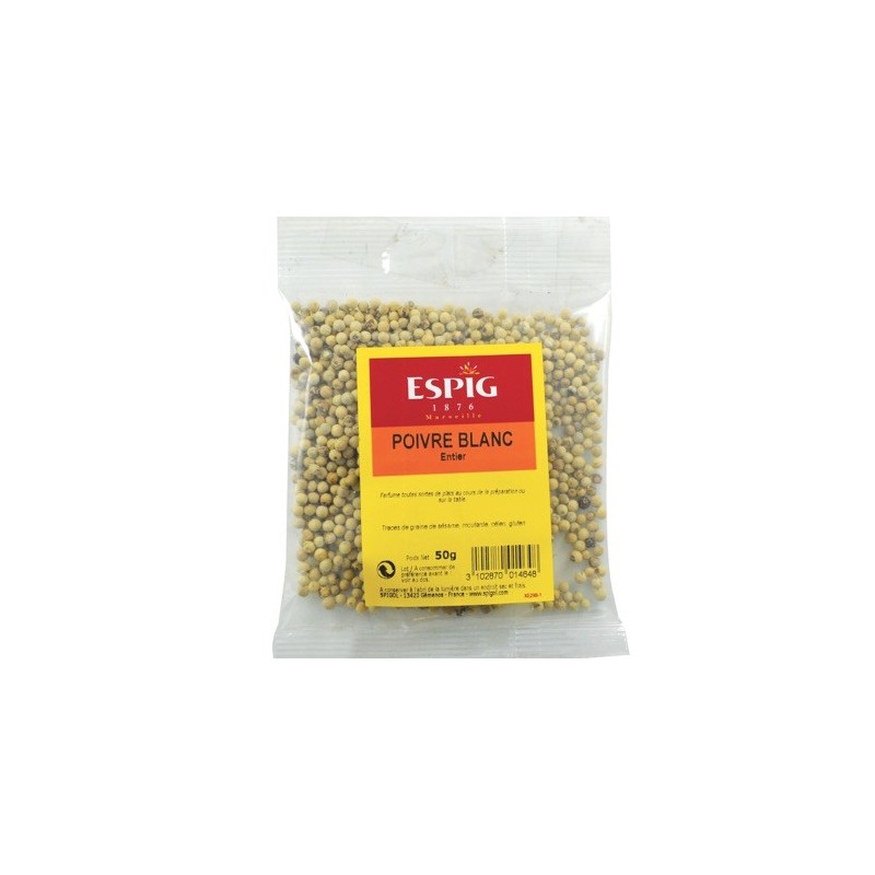 Poivre blanc grain - 50 g (Espig)disponible à la Maison Pollet de Toulouse