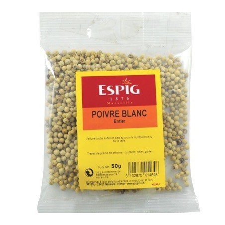 Poivre blanc grain - 50 g (Espig)disponible à la Maison Pollet de Toulouse