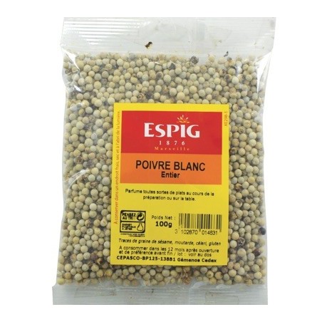 Poivre blanc grain - 100 g (Espig)disponible à la Maison Pollet de Toulouse