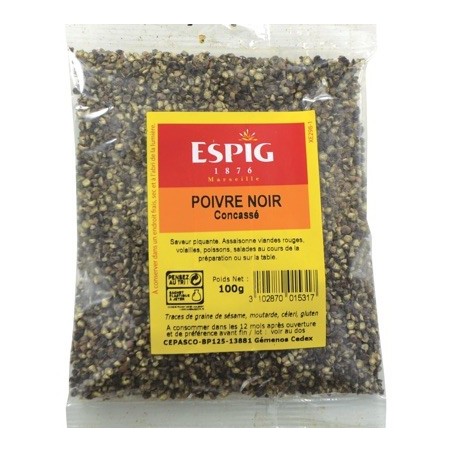 Poivre noir concassé - 100 g (Espig)disponible à la Maison Pollet de Toulouse
