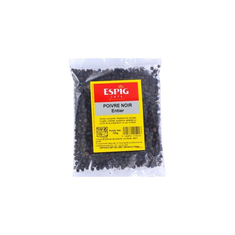 Poivre noir grain - 100 g (Espig)disponible à la Maison Pollet de Toulouse