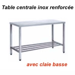 1200x600x880 mm - Table centrale en Inox renforcée avec claie bassedisponible à la Maison Pollet de Toulouse