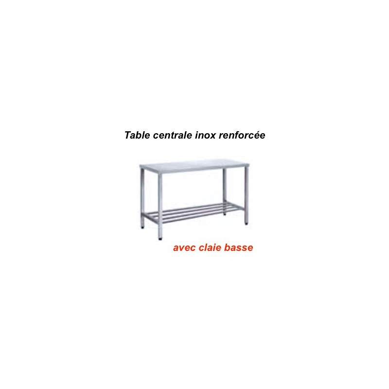 2400x700x880 mm - Table centrale enInox renforcée avec claie bassedisponible à la Maison Pollet de Toulouse