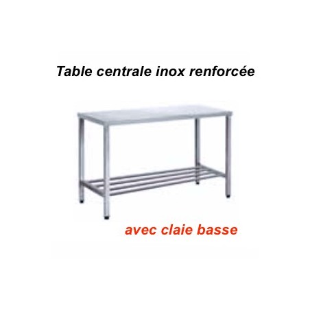 2400x700x880 mm - Table centrale enInox renforcée avec claie bassedisponible à la Maison Pollet de Toulouse