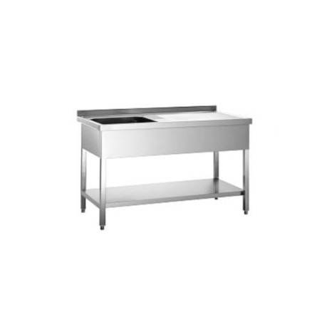 1400x700x880 mm - 1 Cuve de 600x500x300 mm - Plonge sur pieds avec étagère basse + 1 égouttoir à droitedisponible à la Maison Pollet de Toulouse