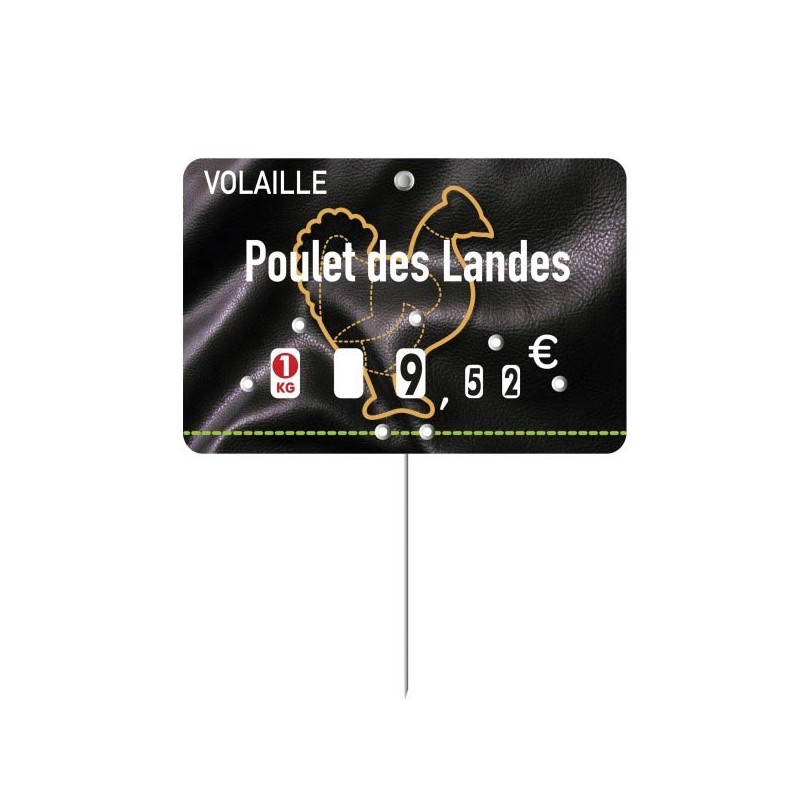 Etiquette : Presto Volaille à texte - 8x12 cm (avec roulettes & pique inox)disponible à la Maison Pollet de Toulouse