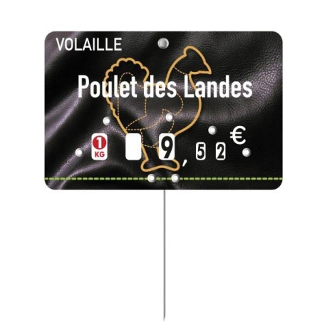 Etiquette : Presto Volaille à texte - 8x12 cm (avec roulettes & pique inox)disponible à la Maison Pollet de Toulouse