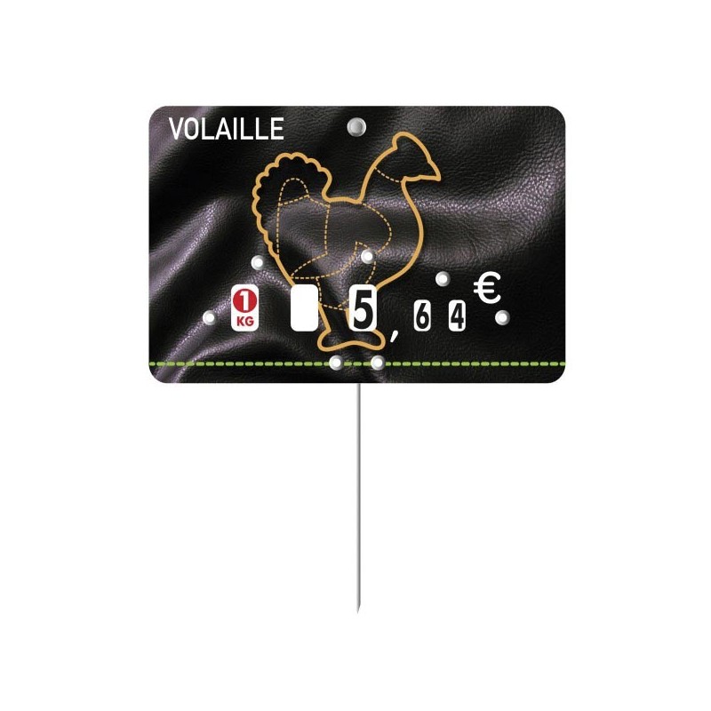 Etiquette : Presto Volaille neutre - 8x12 cm (avec roulettes & pique inox)disponible à la Maison Pollet de Toulouse