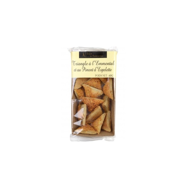 Triangles à l'emmental et au Piment d'Espelette pur beurre - 60 g (Jean d'Audignac)disponible à la Maison Pollet de Toulouse