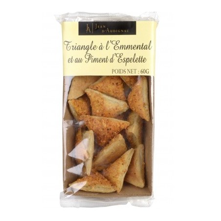 Triangles à l'emmental et au Piment d'Espelette pur beurre - 60 g (Jean d'Audignac)disponible à la Maison Pollet de Toulouse