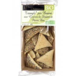 Triangles aux graines de Sésame et Pavot Bio pur beurre - 60 g (Jean d'Audignac)disponible à la Maison Pollet de Toulouse