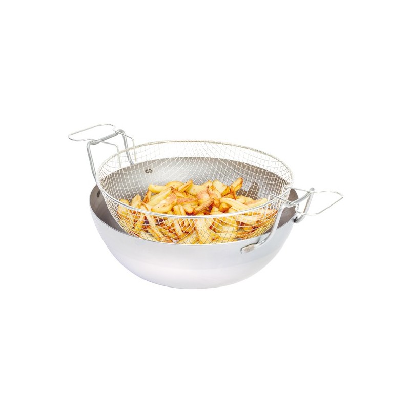Bassine à friture bombée en acier Ø 450 mm - 17 litres avec panierdisponible à la Maison Pollet de Toulouse
