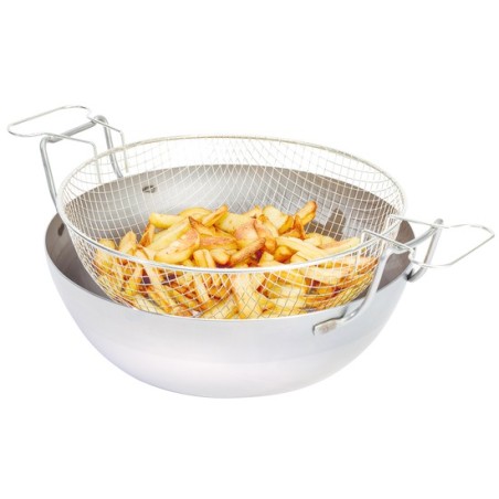 Bassine à friture bombée en acier Ø 450 mm - 17 litres avec panierdisponible à la Maison Pollet de Toulouse