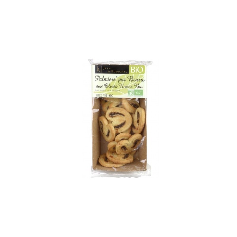 Palmiers pur beurre aux Olives Bio - 60 g (Jean d'Audignac)disponible à la Maison Pollet de Toulouse