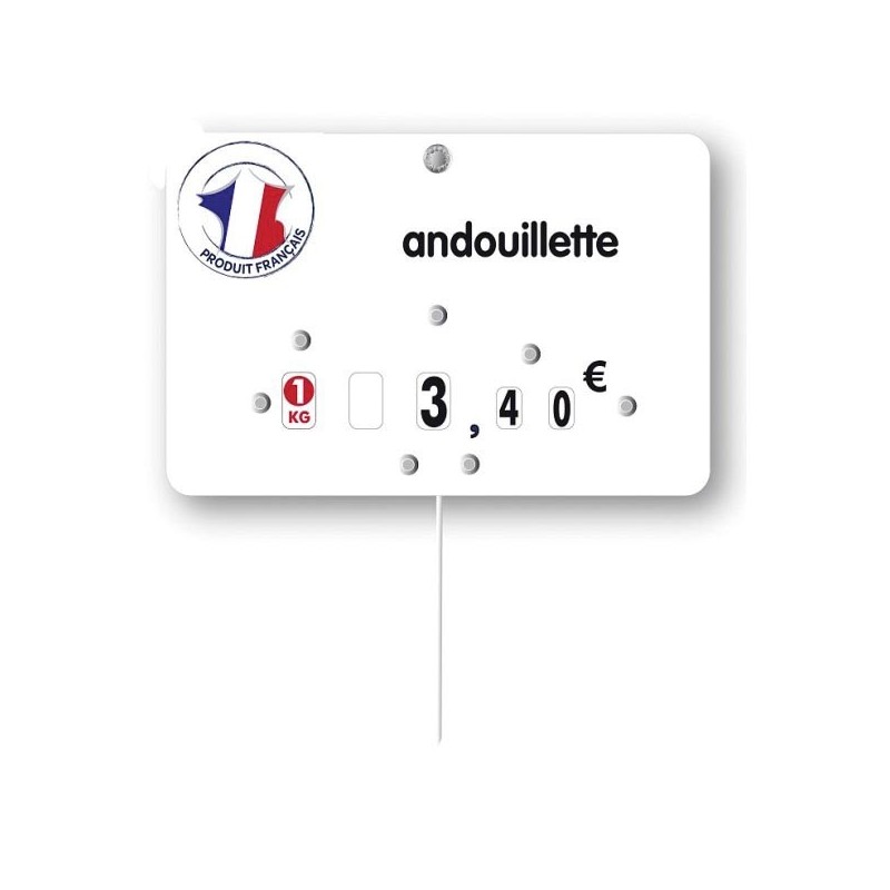 Etiquette : Produit français à texte - 8x12 cm (avec roulettes & pique inox)disponible à la Maison Pollet de Toulouse