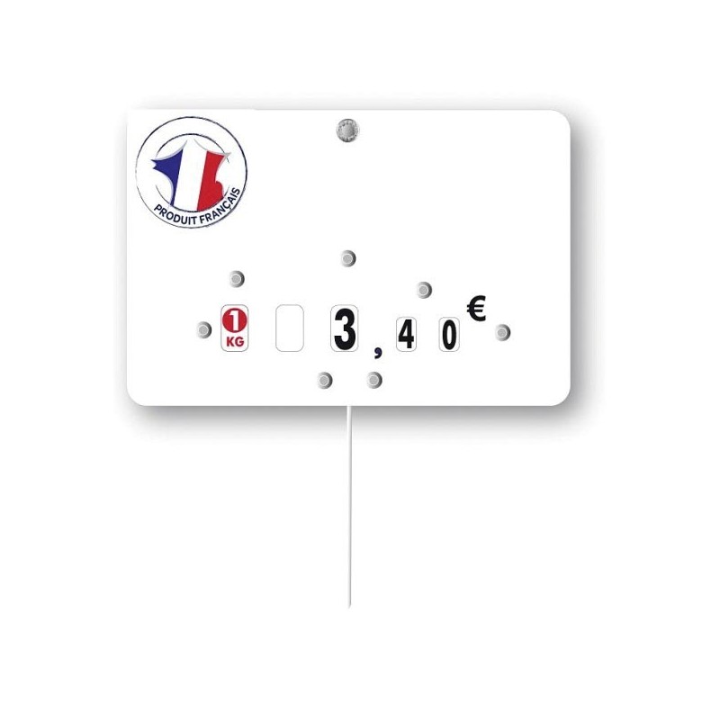 Etiquette : Produit français neutre - 8x12 cm (avec roulettes & pique inox)disponible à la Maison Pollet de Toulouse