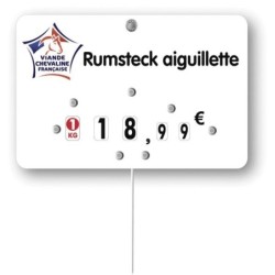 Etiquette : Viande Chevaline française à texte - 8x12 cm (avec roulettes & pique inox)disponible à la Maison Pollet de Toulouse
