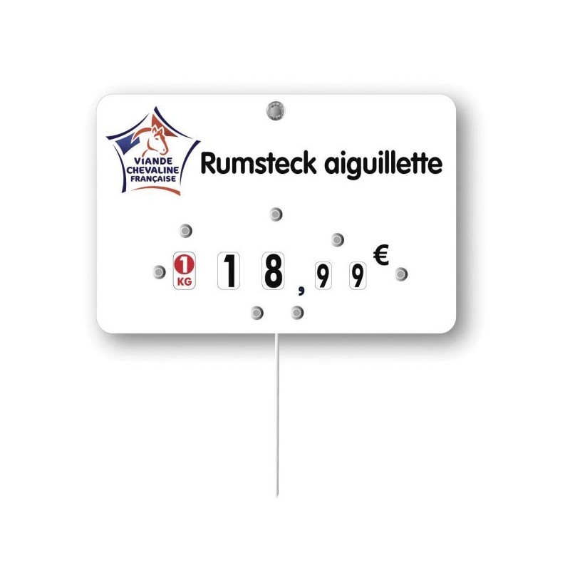 Etiquette : Viande Chevaline française à texte - 8x12 cm (avec roulettes & pique inox)disponible à la Maison Pollet de Toulouse