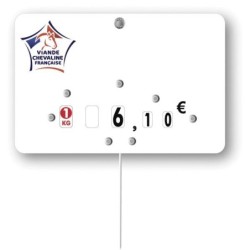 Etiquette : Viande Chevaline française neutre - 8x12 cm (avec roulettes & pique inox)disponible à la Maison Pollet de Toulouse