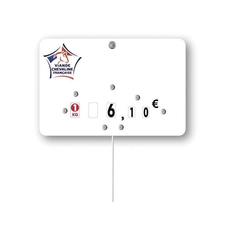 Etiquette : Viande Chevaline française neutre - 8x12 cm (avec roulettes & pique inox)disponible à la Maison Pollet de Toulouse