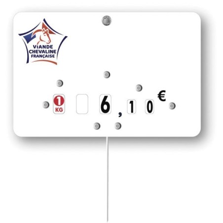 Etiquette : Viande Chevaline française neutre - 8x12 cm (avec roulettes & pique inox)disponible à la Maison Pollet de Toulouse