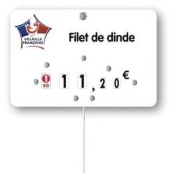 Etiquette : Volaille française à texte - 8x12 cm (avec roulettes & pique inox)disponible à la Maison Pollet de Toulouse