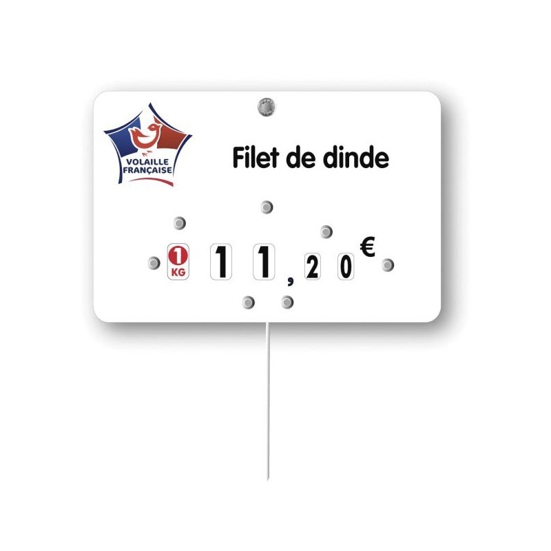 Etiquette : Volaille française à texte - 8x12 cm (avec roulettes & pique inox)disponible à la Maison Pollet de Toulouse