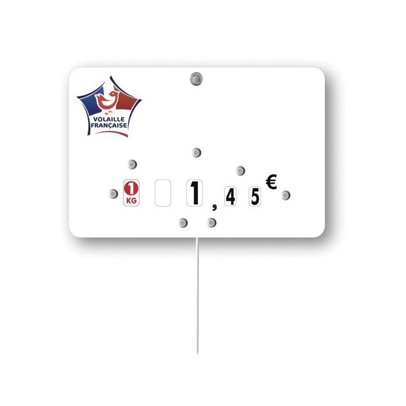 Etiquette : Volaille française neutre - 8x12 cm (avec roulettes & pique inox)disponible à la Maison Pollet de Toulouse