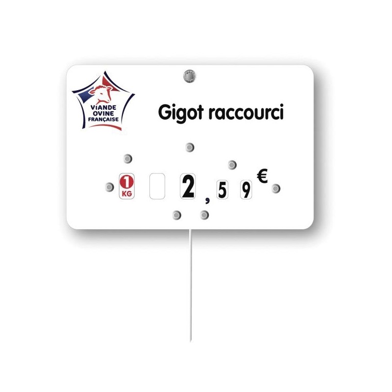 Etiquette : Viande Ovine française à texte - 8x12 cm (avec roulettes & pique inox)disponible à la Maison Pollet de Toulouse