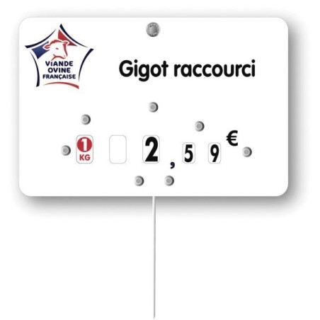 Etiquette : Viande Ovine française à texte - 8x12 cm (avec roulettes & pique inox)disponible à la Maison Pollet de Toulouse