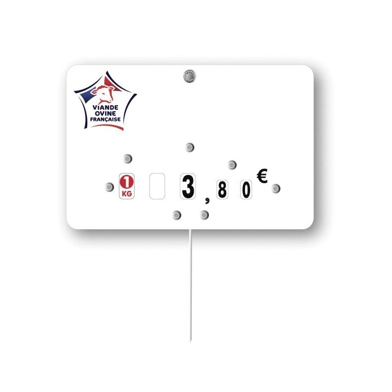 Etiquette : Viande Ovine française neutre - 8x12 cm (avec roulettes & pique inox)disponible à la Maison Pollet de Toulouse