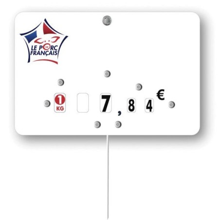 Etiquette : Le Porc français neutre - 8x12 cm (avec roulettes & pique inox)disponible à la Maison Pollet de Toulouse