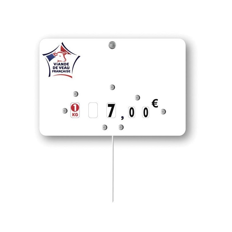 Etiquette : Viande de Veau française neutre - 8x12 cm (avec roulettes & pique inox)disponible à la Maison Pollet de Toulouse